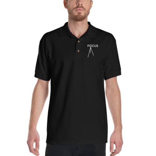 Focus Embroidered Polo - Unisex - Black - Image 2