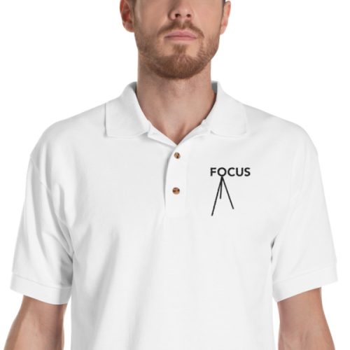 Focus Embroidered Polo - Unisex - White