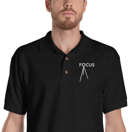 Focus Embroidered Polo - Unisex - Black